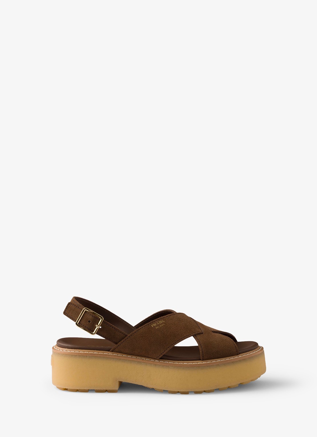 Prada Sandalette van suède - voorkant 4 bruin