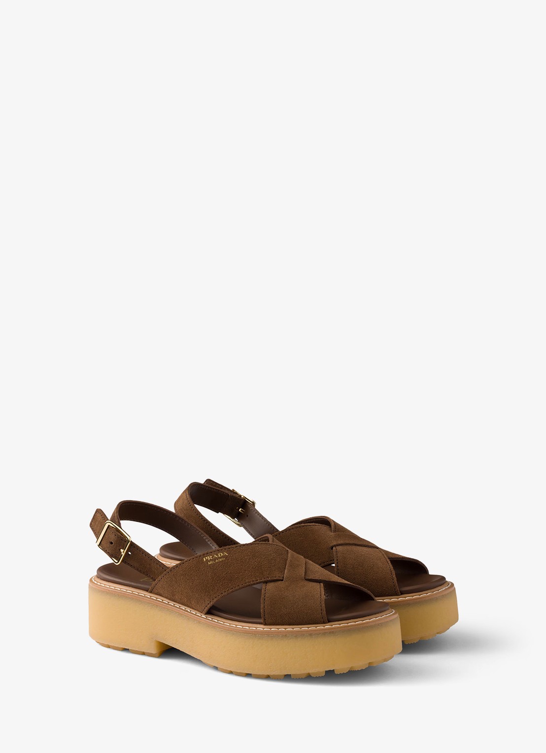 Prada Sandalette van suède - voorkant 5 bruin