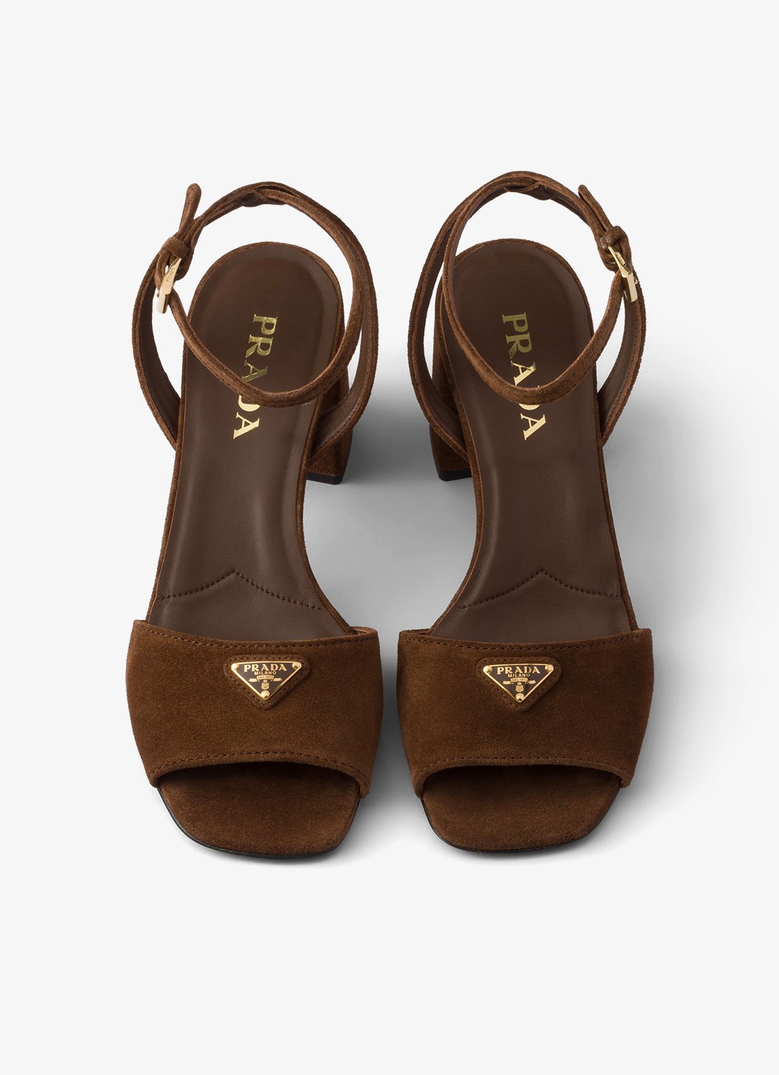 Prada Sandalette van suède - detail 5 bruin