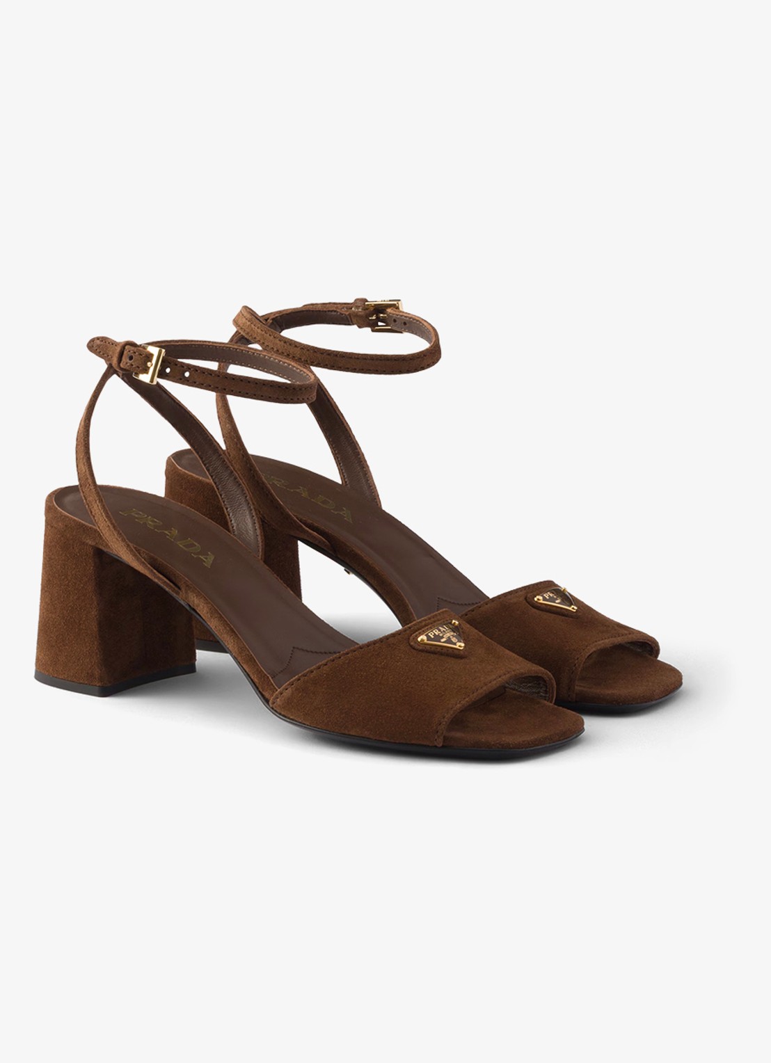 Prada Sandalette van suède - voorkant 3 bruin
