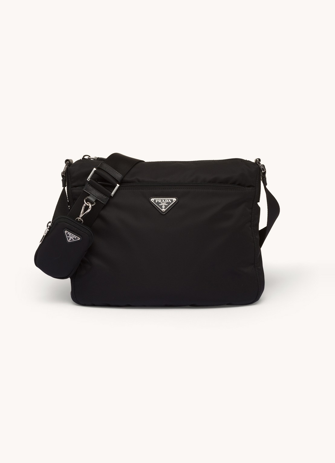 Prada Schoudertas met verstelbare schouderriem - voorkant 6 zwart