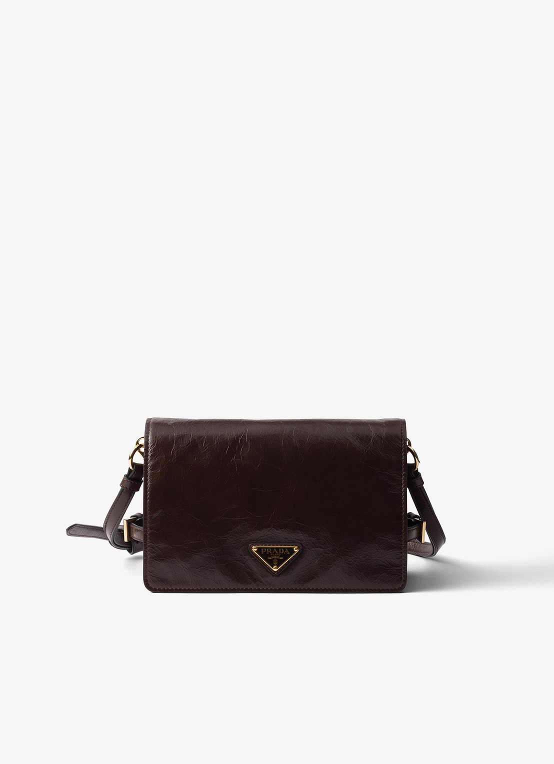 Prada Schoudertas van kalfsleer - voorkant 2 donkerbruin