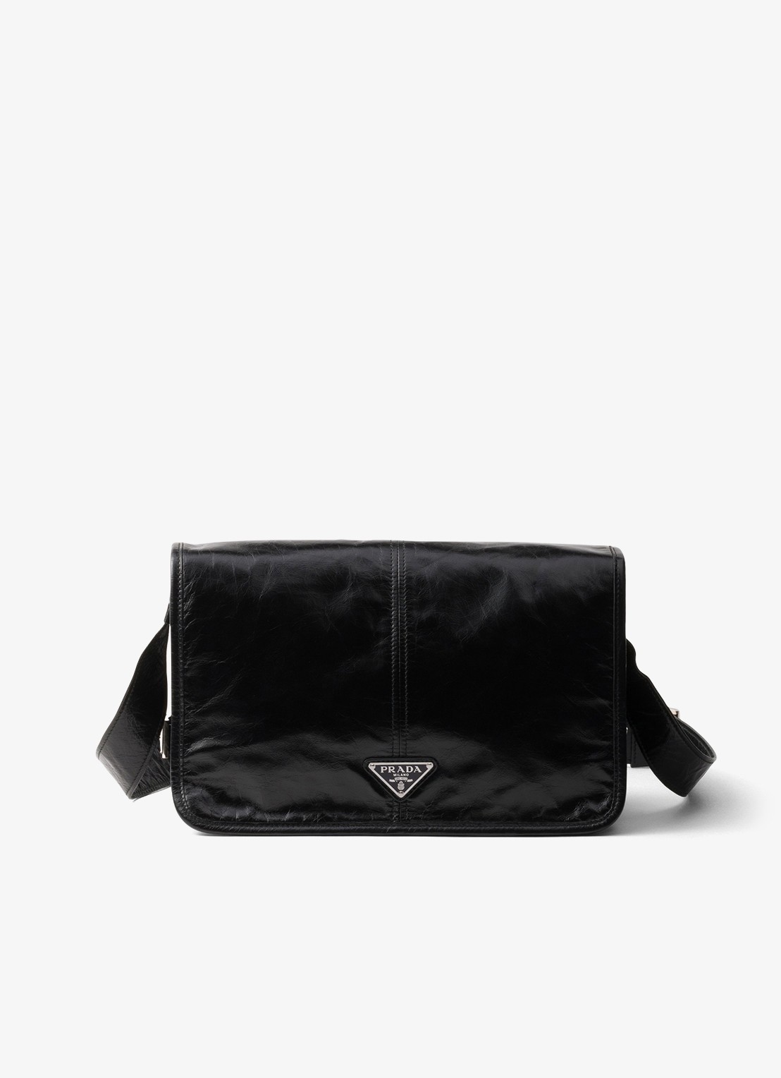 Prada Schoudertas van kalfsleer - voorkant zwart