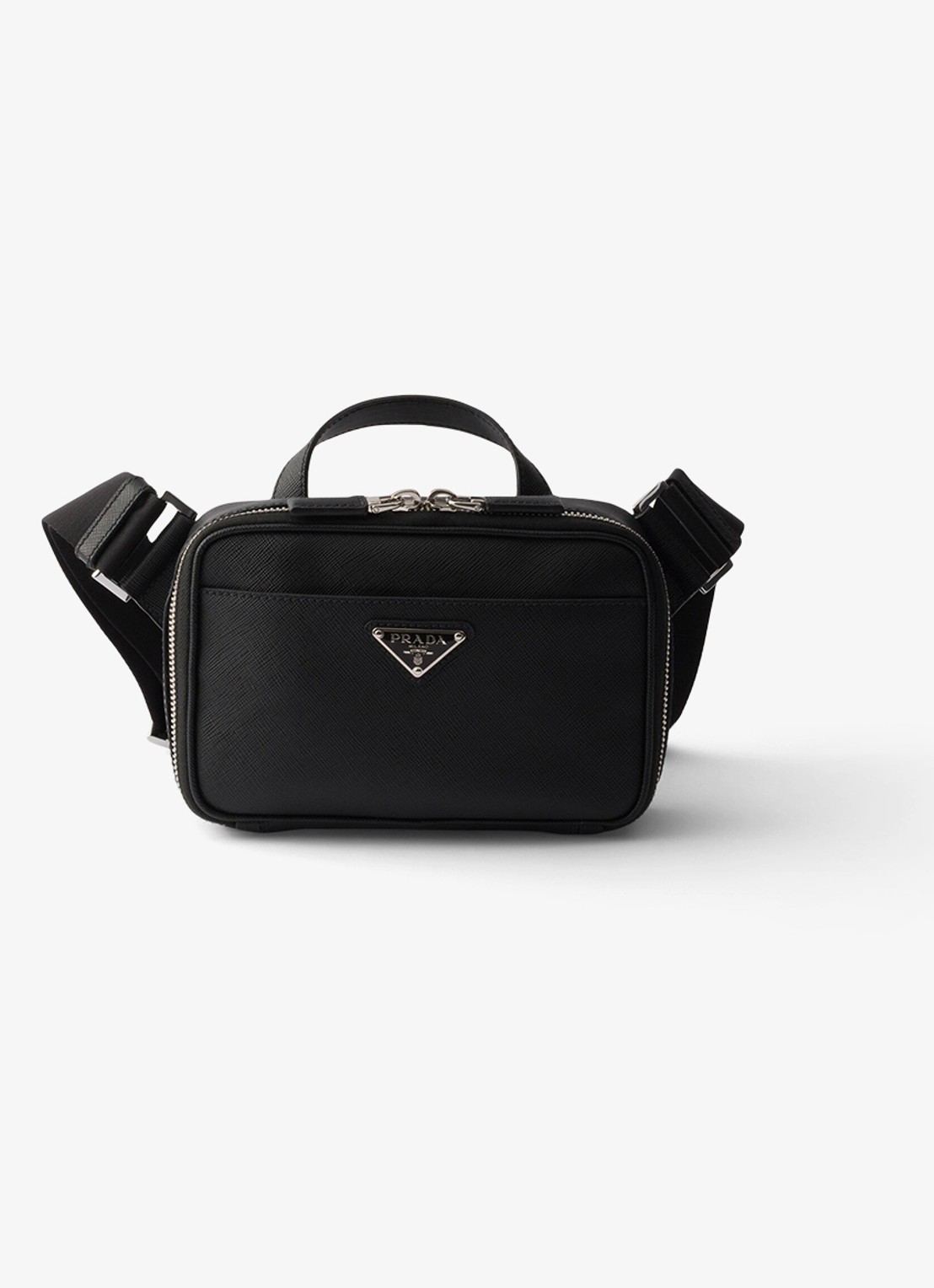 Prada Schoudertas van kalfsleer - voorkant 6 zwart