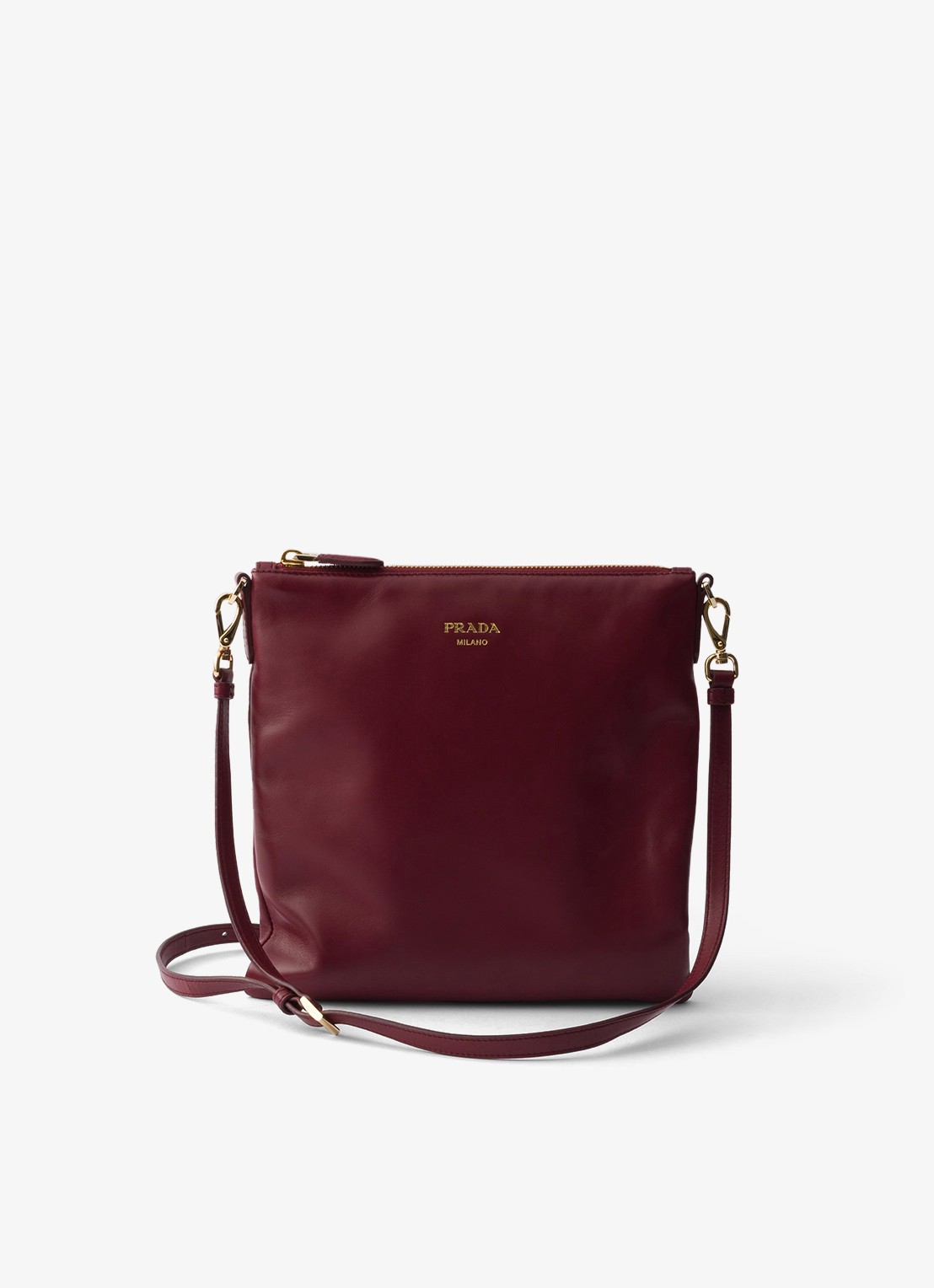Prada Schoudertas van lamsleer - voorkant donkerrood