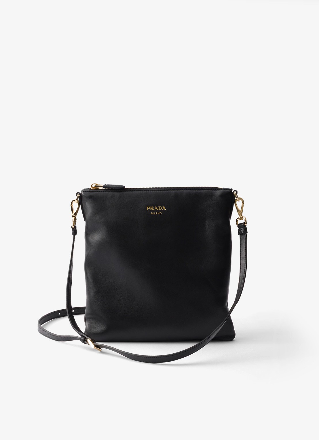 Prada Schoudertas van lamsleer - voorkant zwart