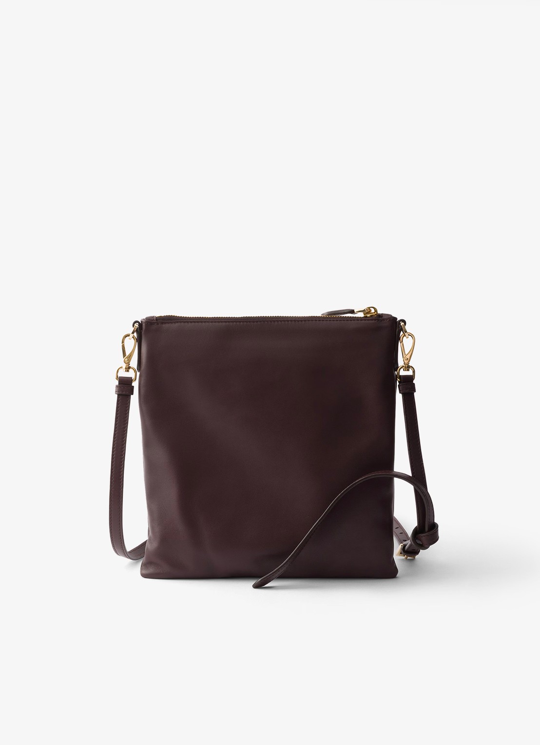 Prada Schoudertas van lamsleer - achterkant donkerbruin