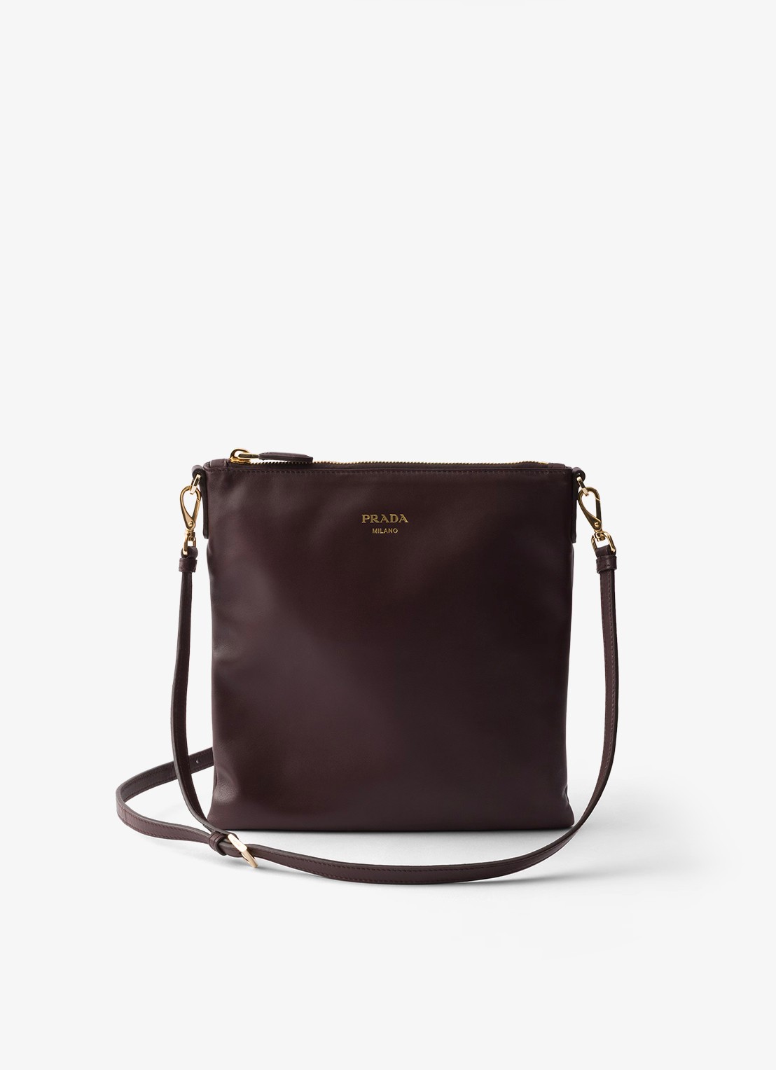 Prada Schoudertas van lamsleer - voorkant 5 donkerbruin