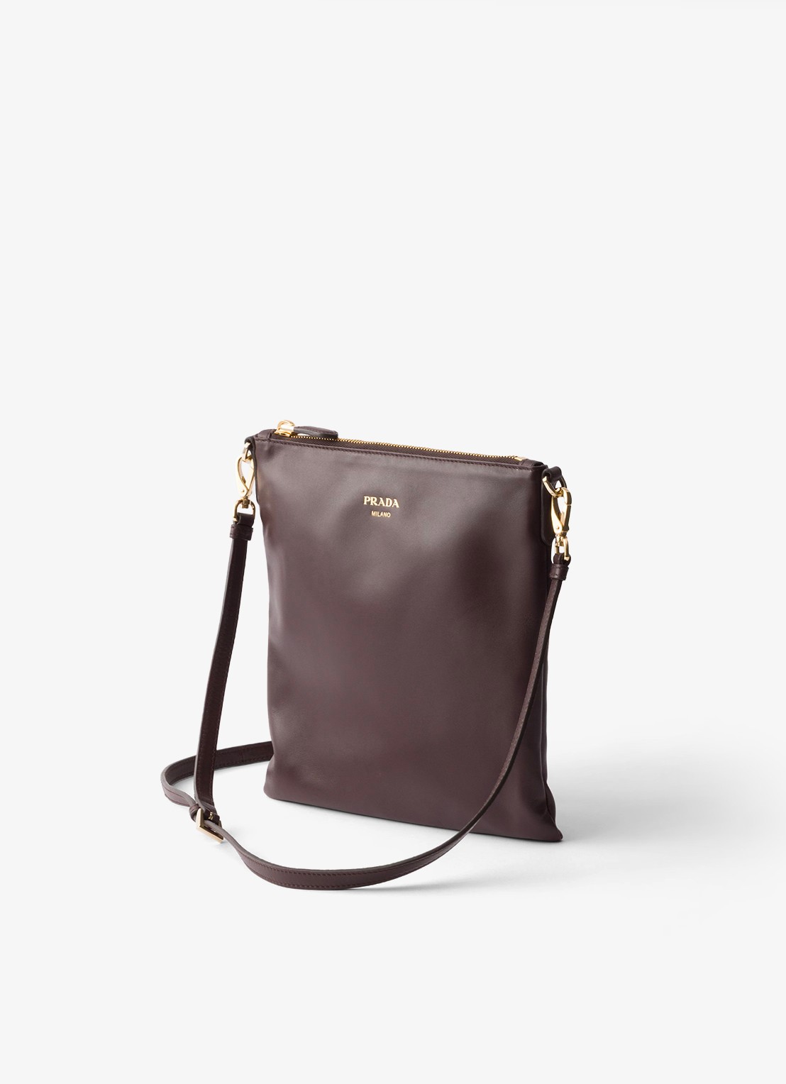 Prada Schoudertas van lamsleer - voorkant 6 donkerbruin