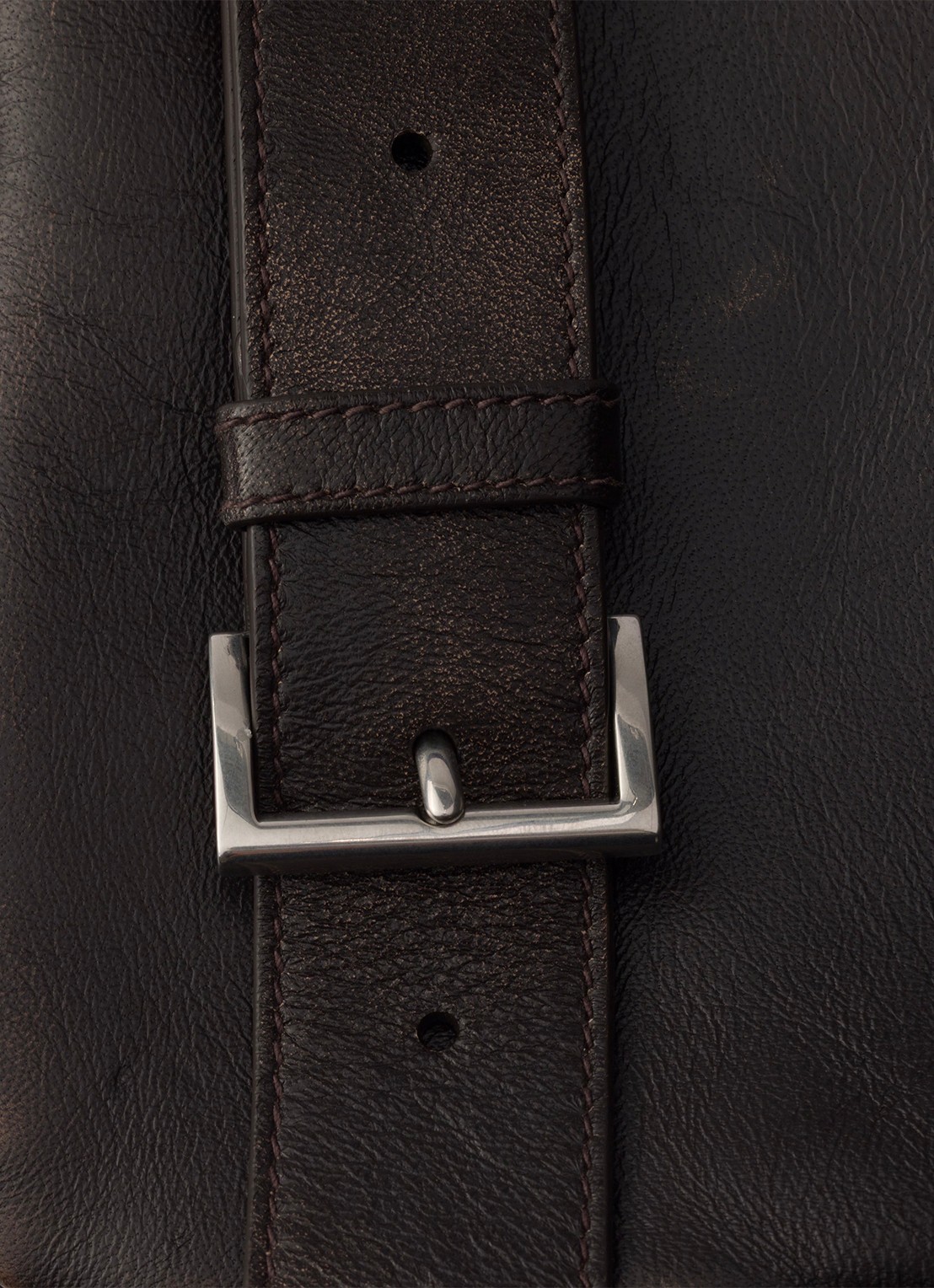 Prada Schoudertas van lamsleer - detail 6 donkerbruin