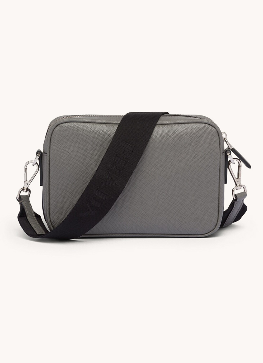 Prada Schoudertas van leer met afneembare schouderriem - detail 4 grijs