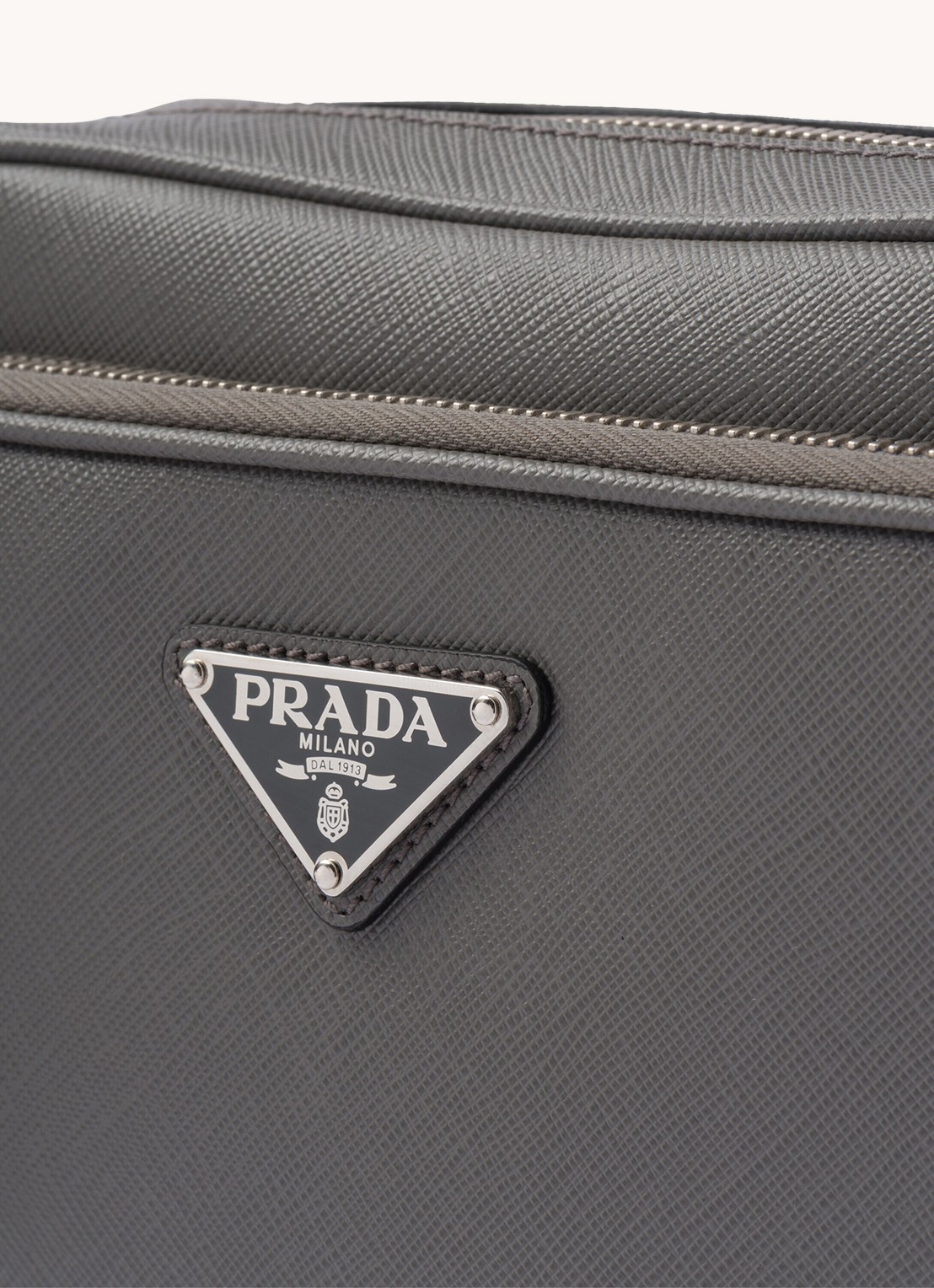 Prada Schoudertas van leer met afneembare schouderriem - detail 6 grijs