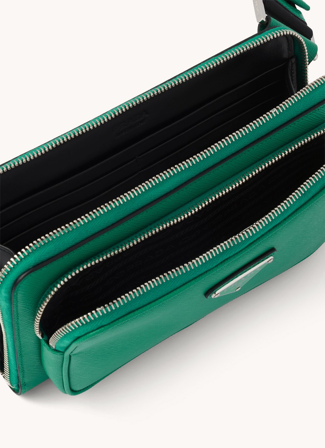 Prada Schoudertas van leer - detail 6 groen