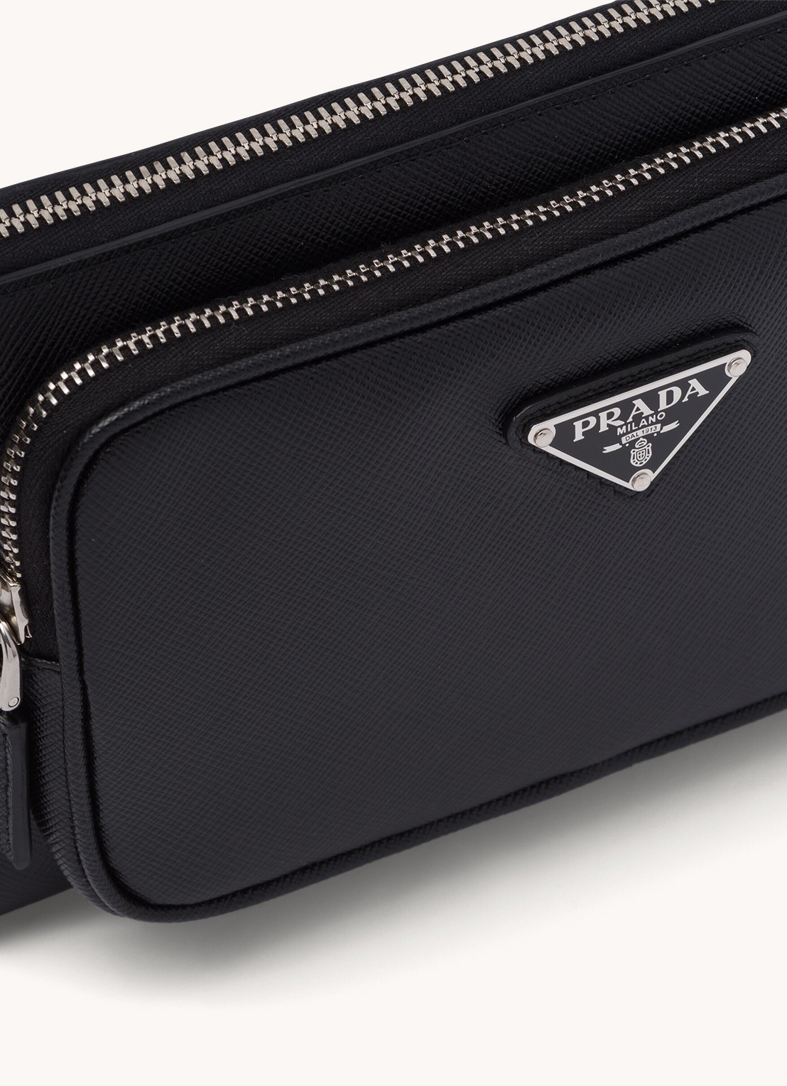 Prada Schoudertas van leer - detail 6 zwart
