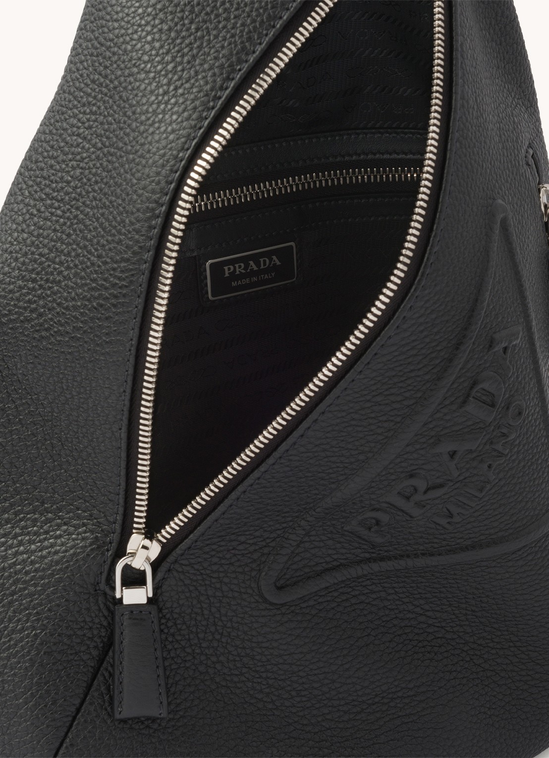 Prada Schoudertas van leer - detail 5 zwart