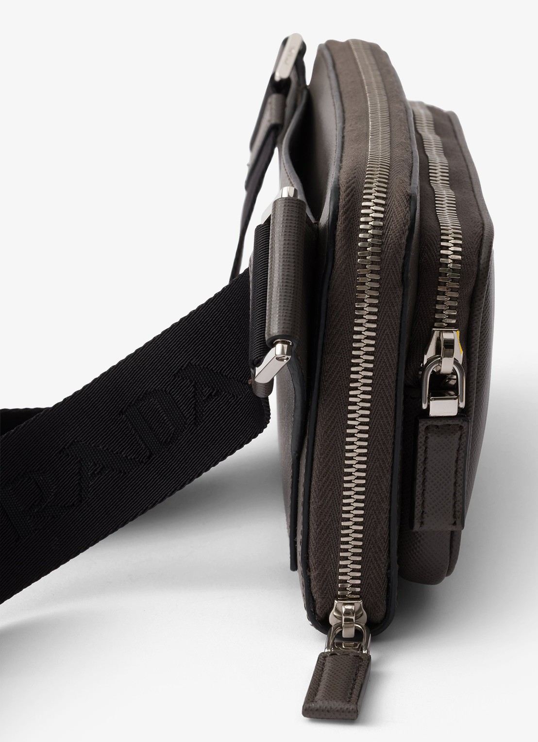 Prada Schoudertas van leer - detail 5 donkergrijs