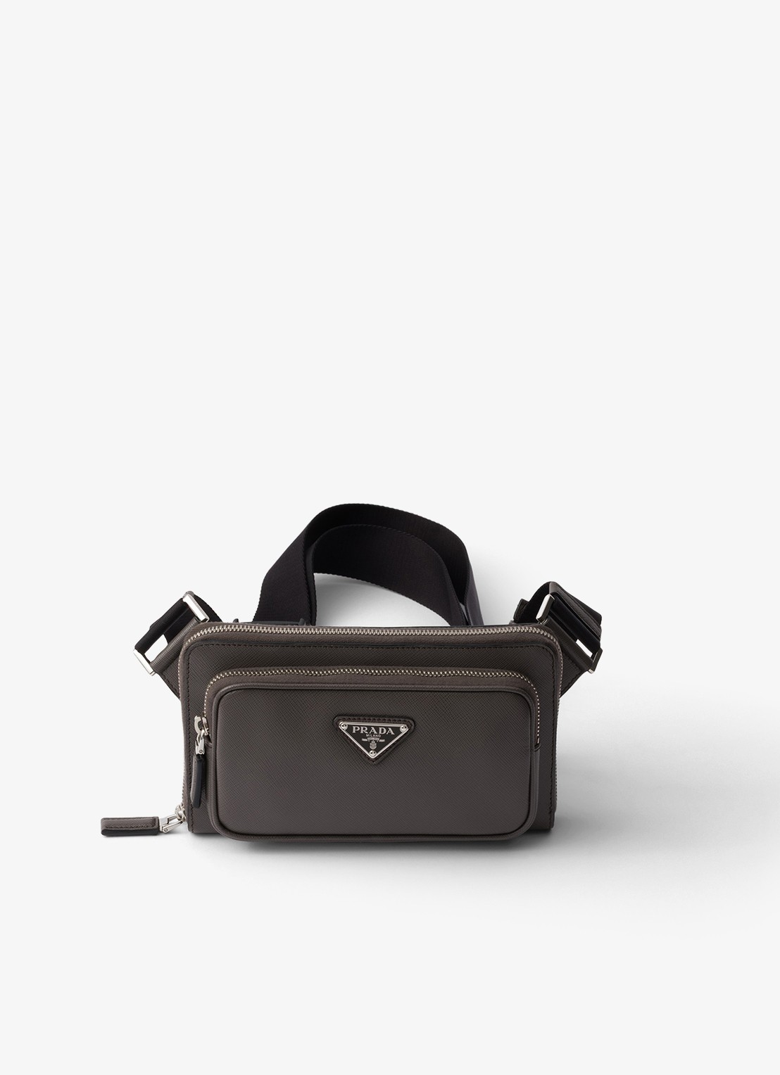 Prada Schoudertas van leer - voorkant donkergrijs