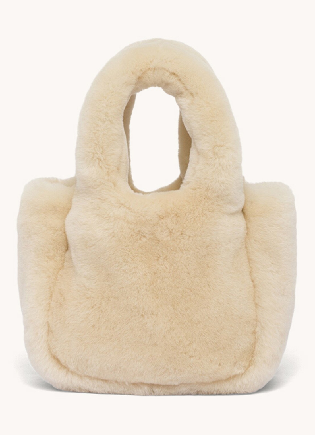Prada Shearling mini handtas met schapenvacht - achterkant creme