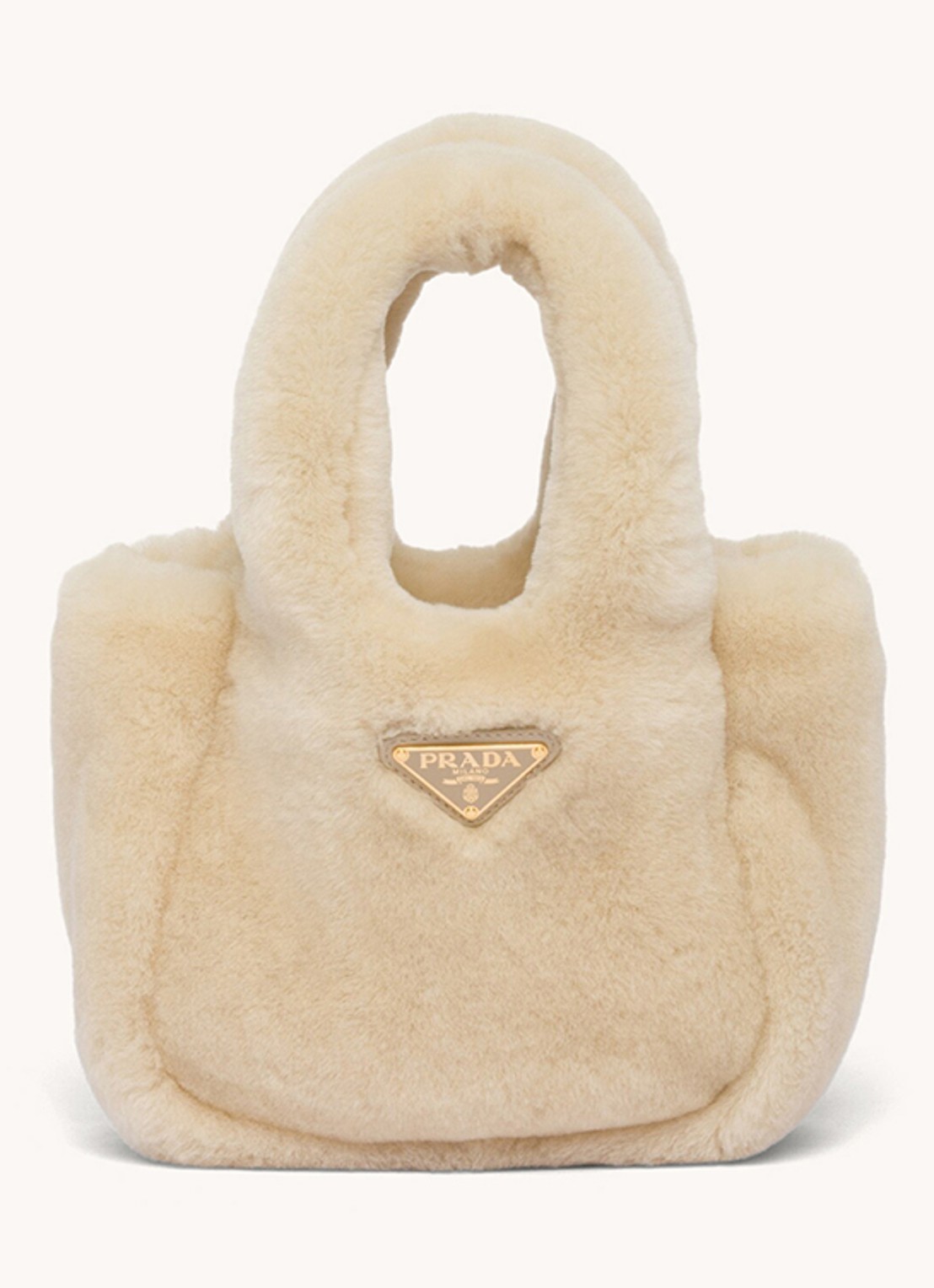 Prada Shearling mini handtas met schapenvacht - voorkant 4 creme