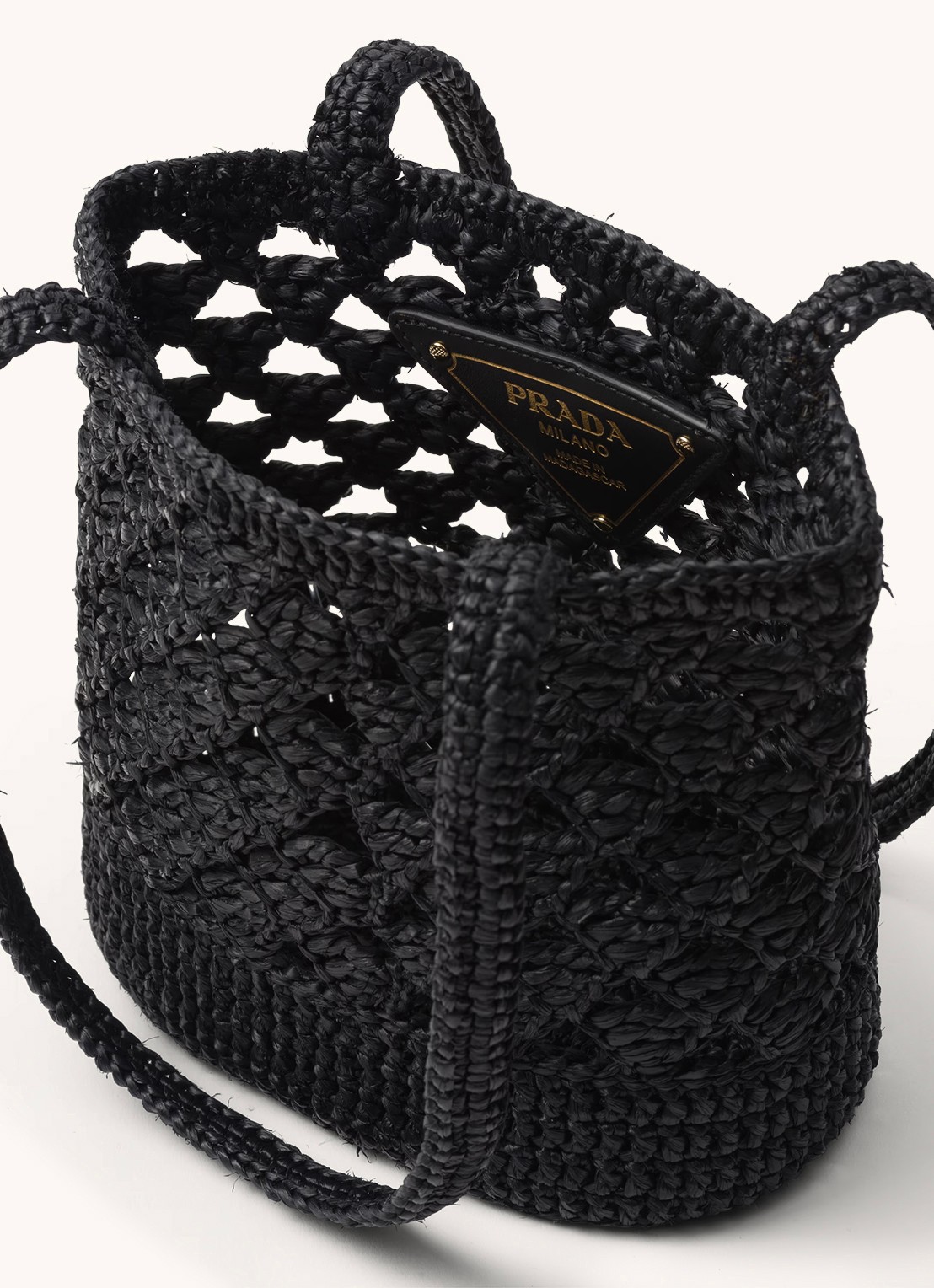 Prada Shopper van crochet met logo - detail zwart