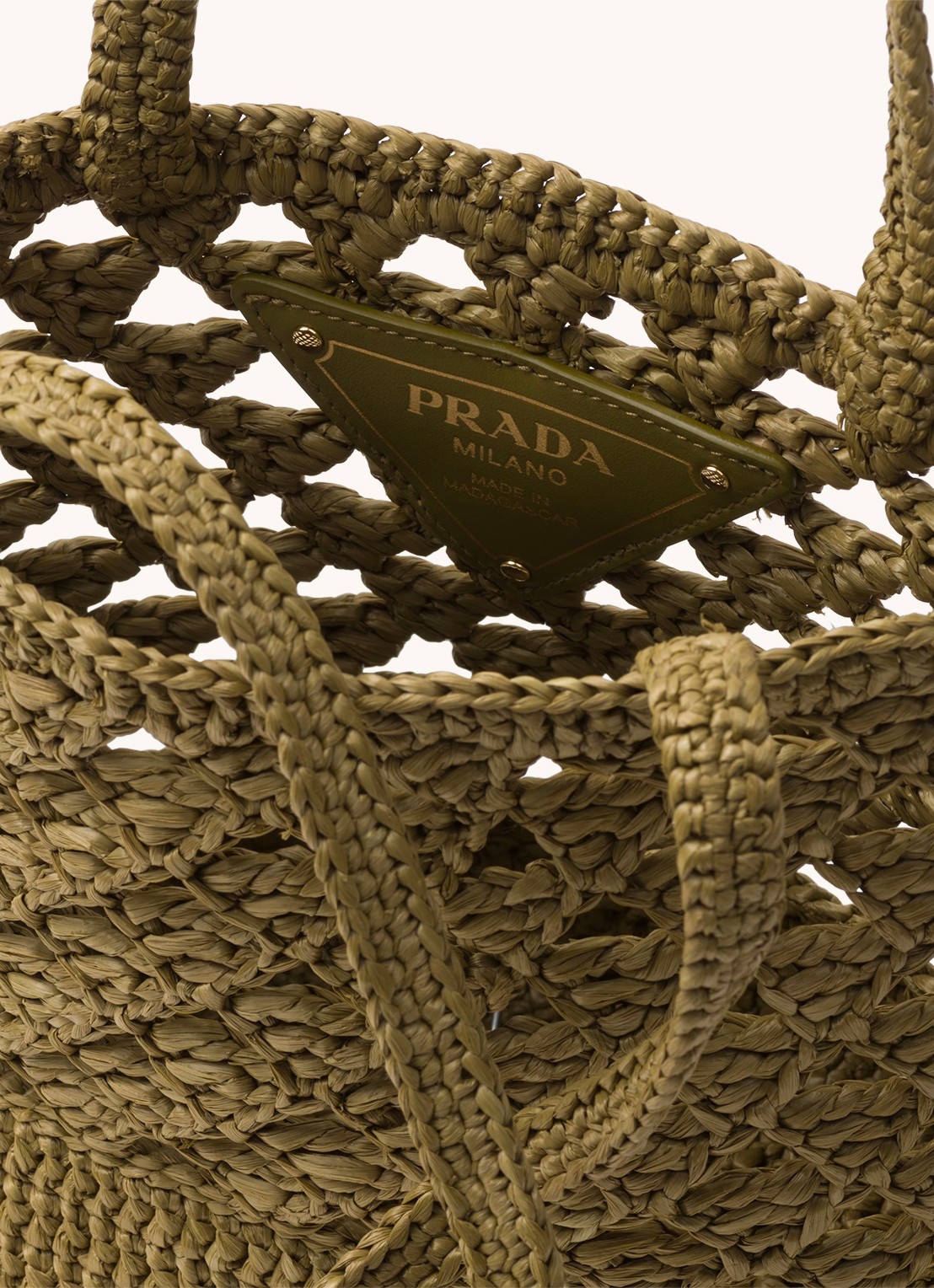 Prada Shopper van crochet met logo - detail groen