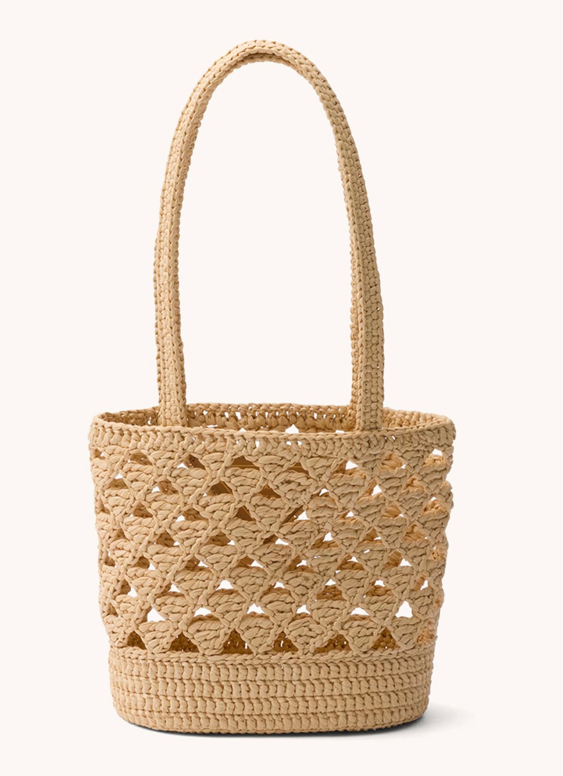 Prada Shopper van crochet met logo - achterkant 3 lichtbruin