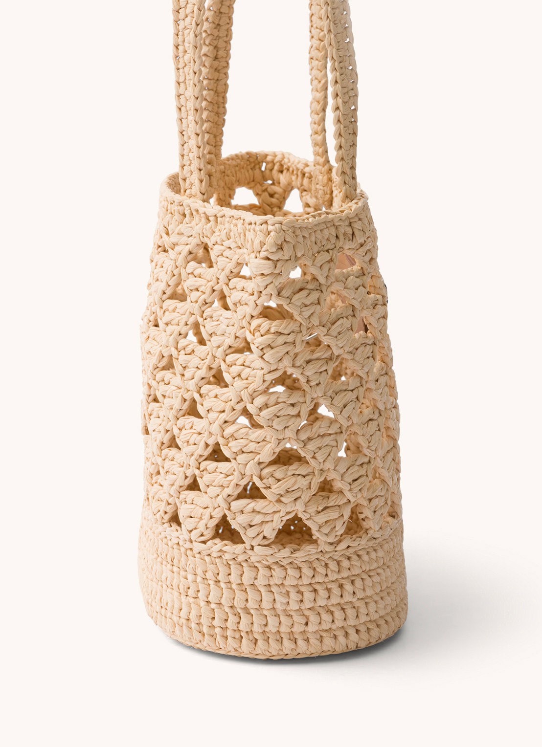 Prada Shopper van crochet met logo - detail 2 lichtbruin