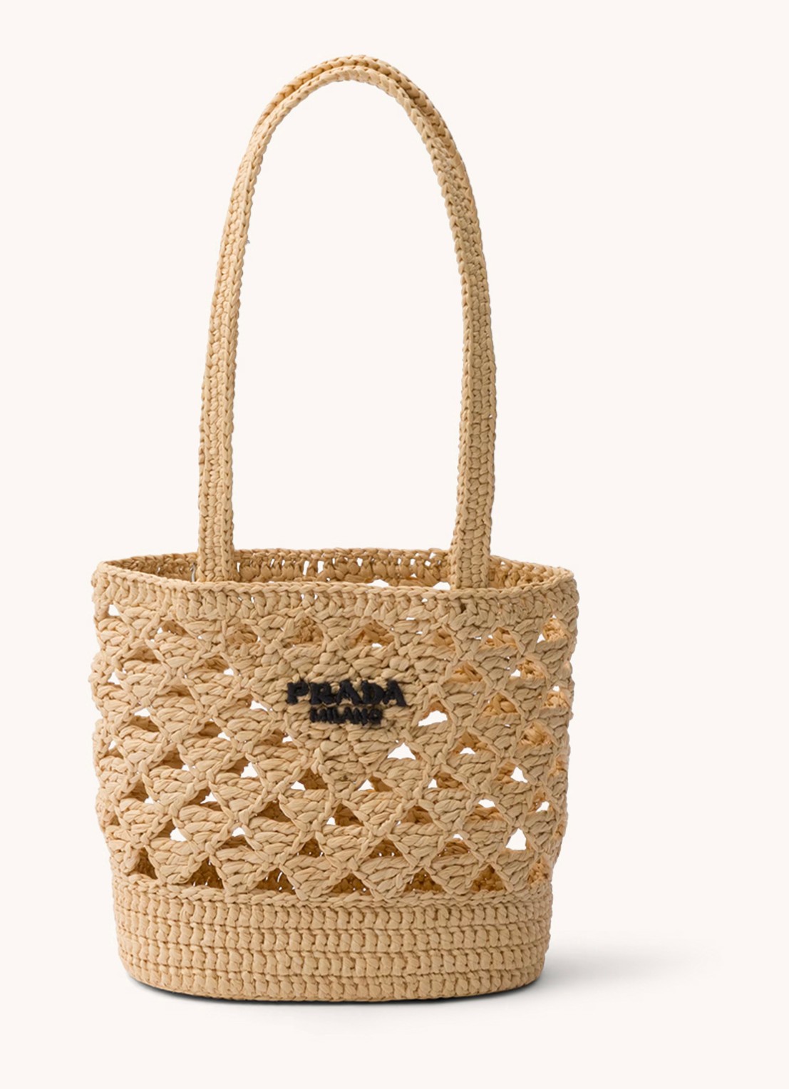 Prada Shopper van crochet met logo - voorkant 4 lichtbruin