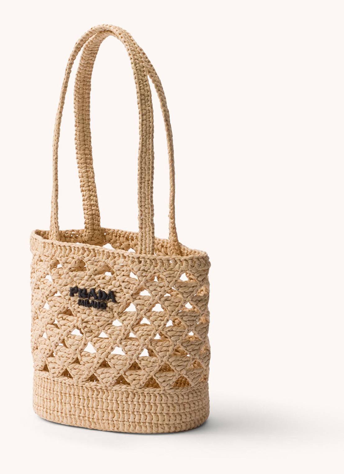 Prada Shopper van crochet met logo - voorkant 5 lichtbruin