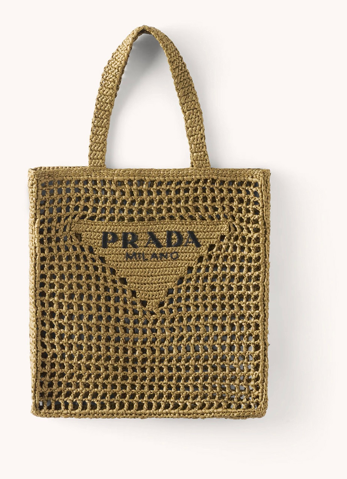 Prada Shopper van crochet met logo - voorkant olijfgroen