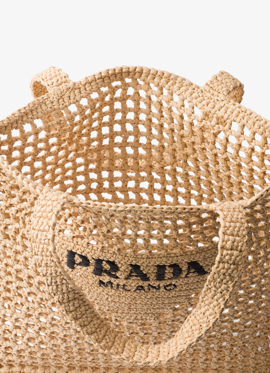 Prada Shopper van crochet met logo - detail 3 beige