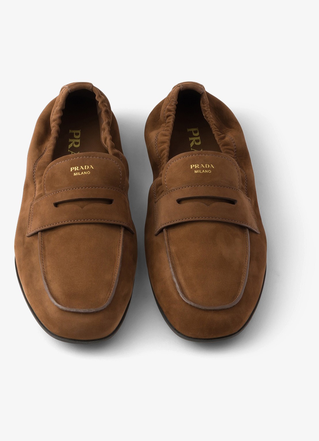 Prada Shuffle loafer van nubuck - detail bruin