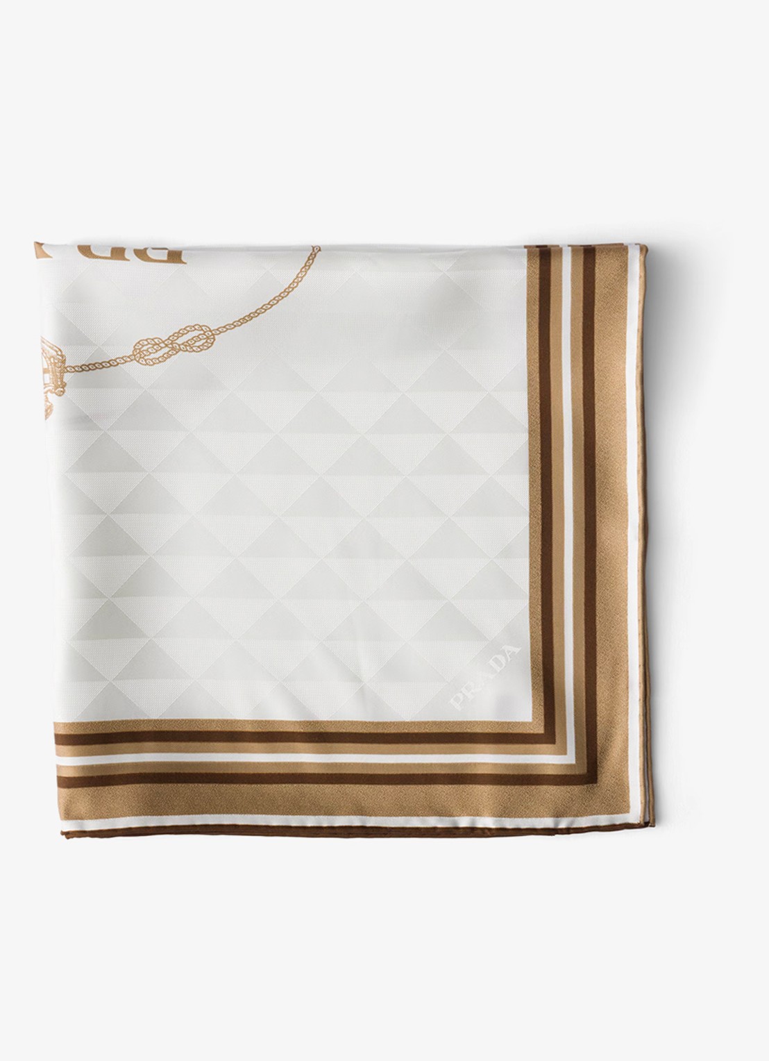Prada Sjaal van zijde met logoprint 55 x 55 cm - detail beige