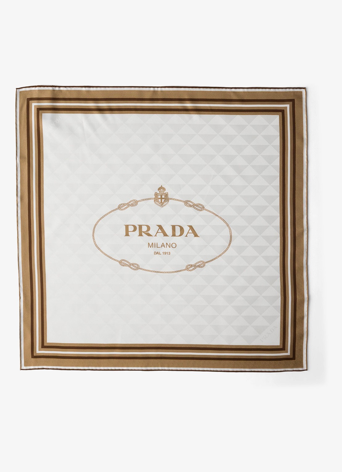 Prada Sjaal van zijde met logoprint 55 x 55 cm - voorkant 3 beige