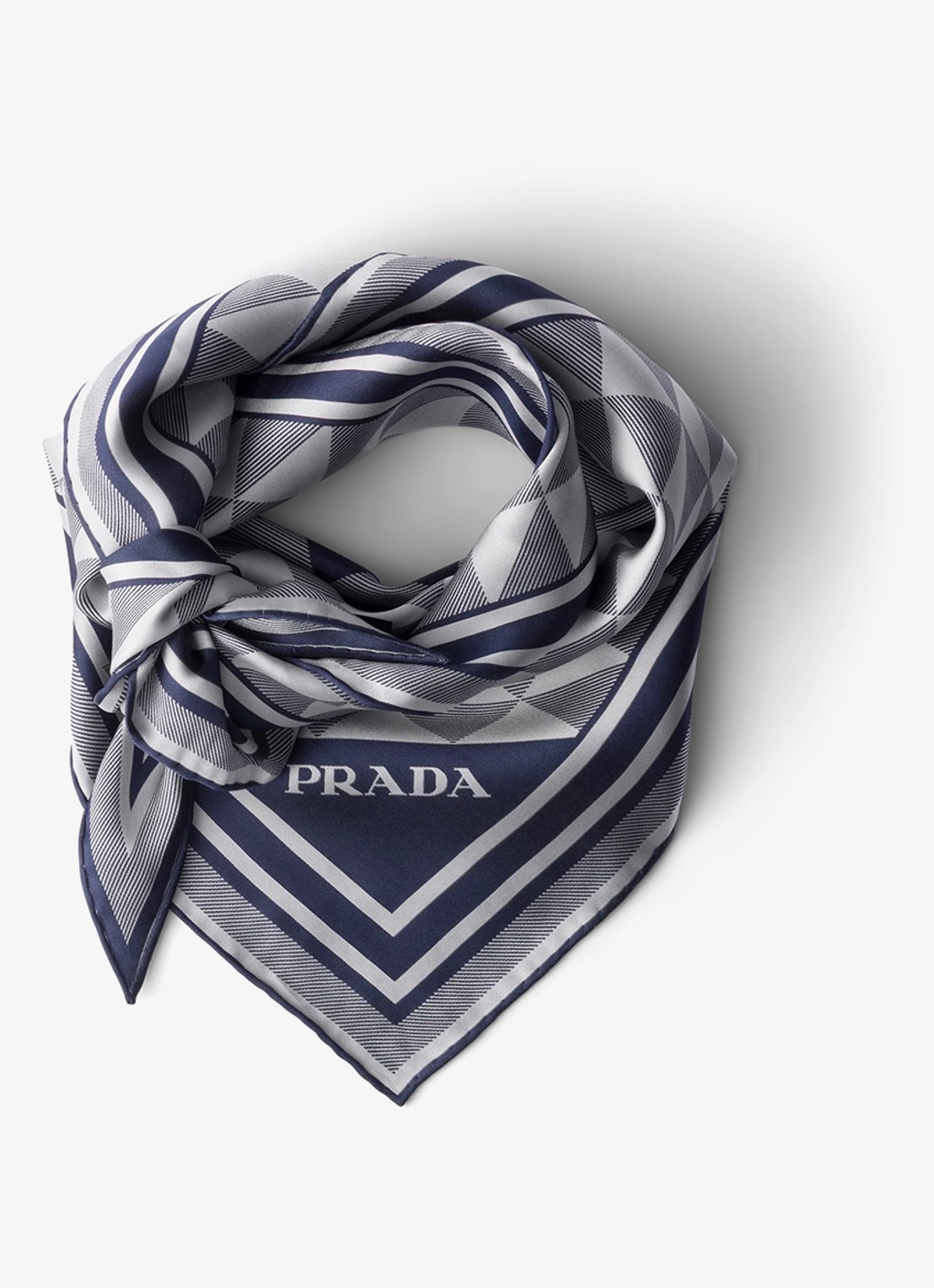 Prada Sjaal van zijde met print 130 x 60 cm - detail blauw