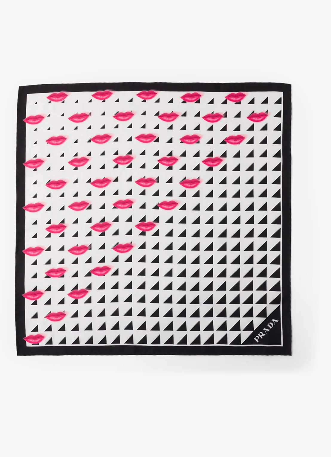 Prada Sjaal van zijde met print 55 x 55 cm - voorkant zwart