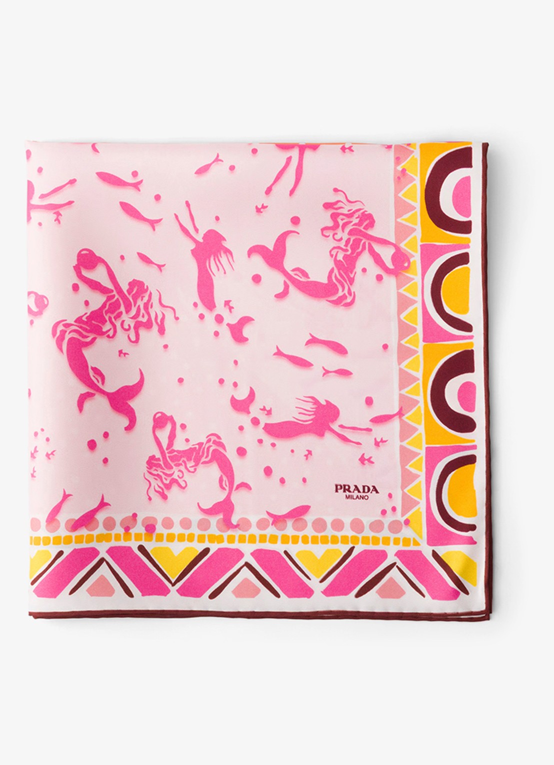 Prada Sjaal van zijde met print 55 x 55 cm - voorkant 2 roze