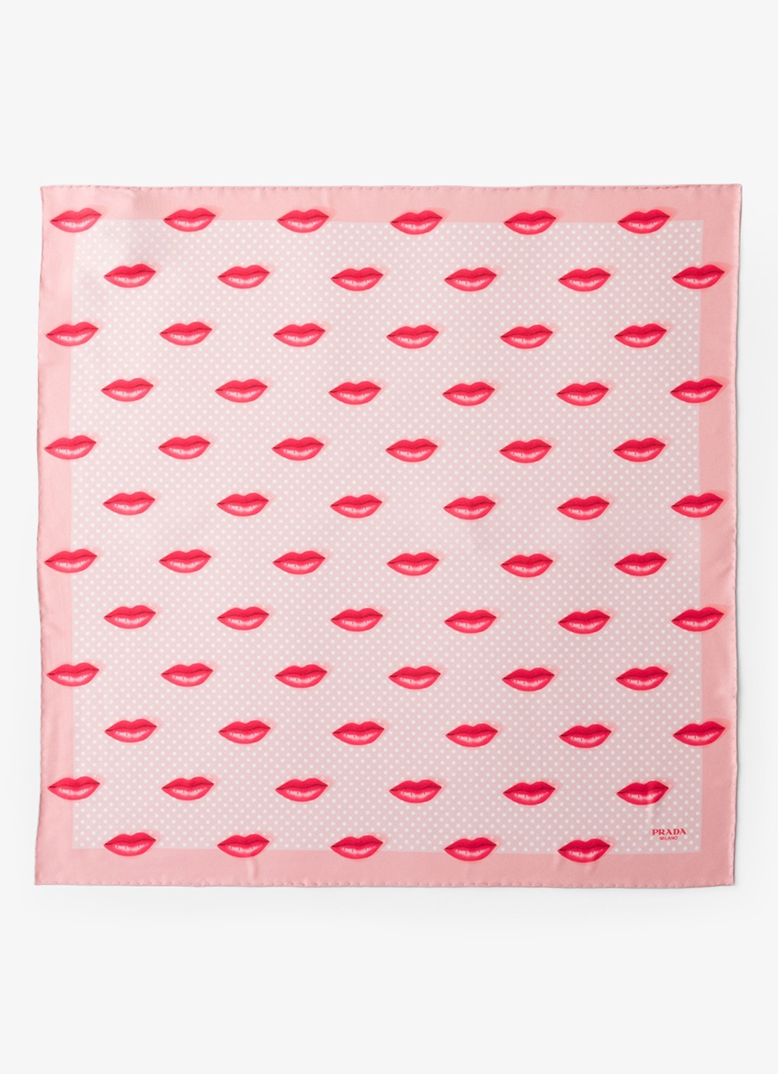 Prada Sjaal van zijde met print 55 x 55 cm - voorkant roze
