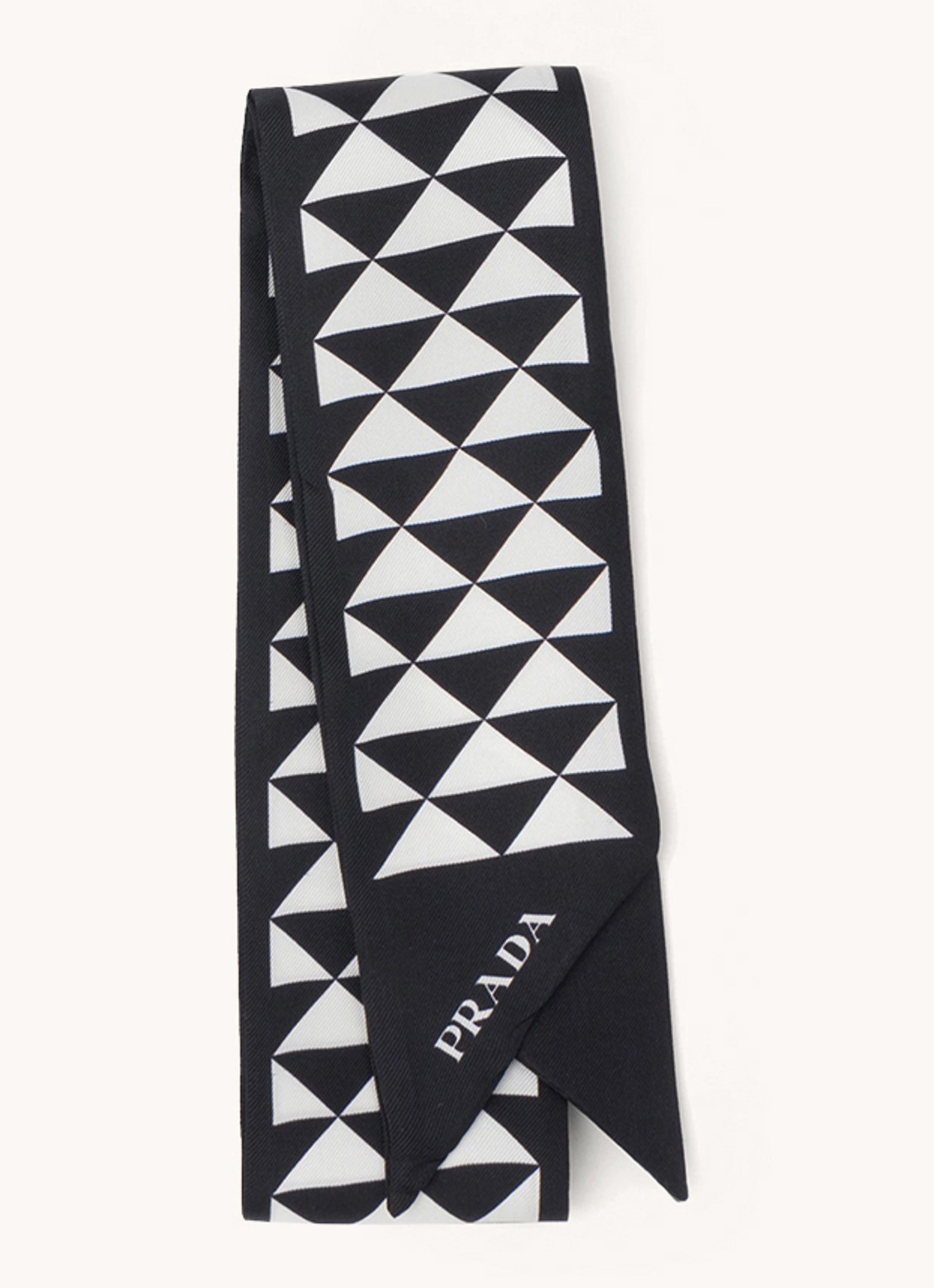 Prada Sjaal van zijde met print 85 x 5 cm - voorkant zwart