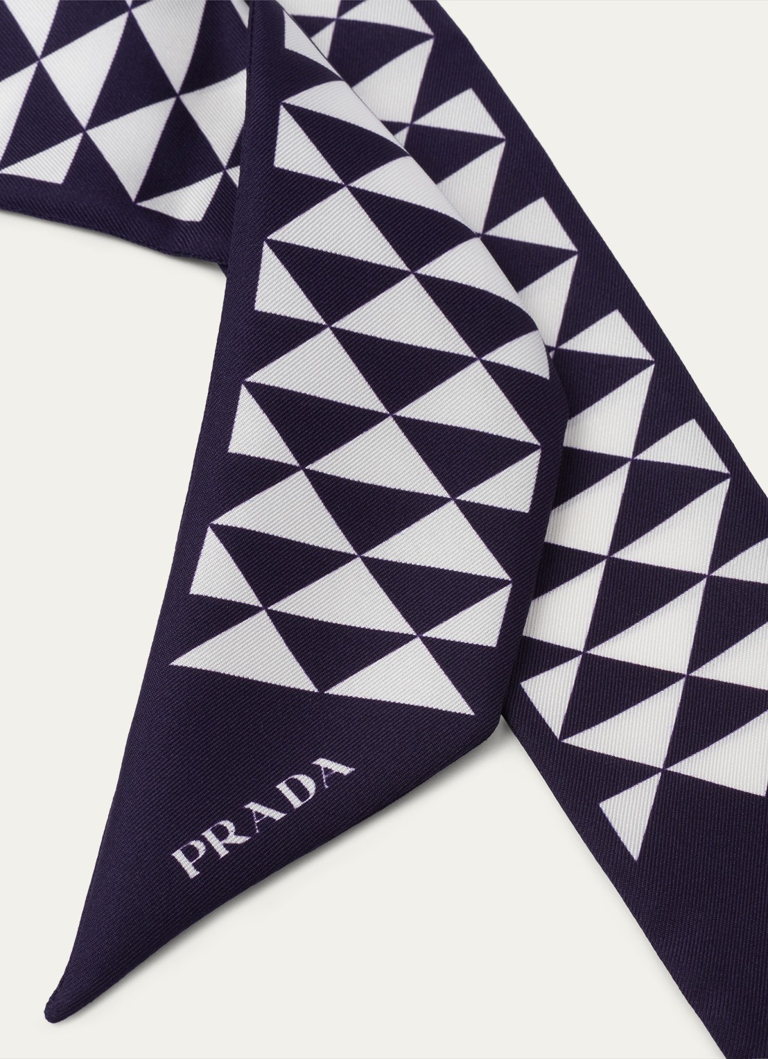 Prada Sjaal van zijde met print 85 x 5 cm - voorkant 2 donkerblauw