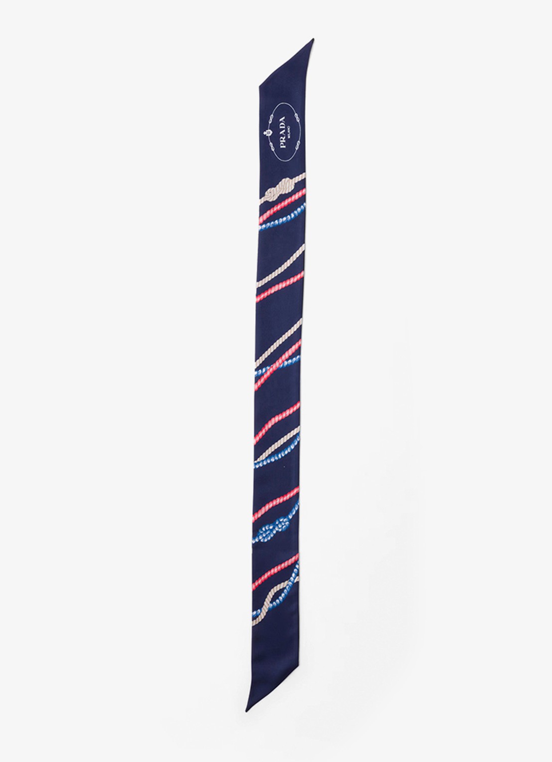 Prada Sjaal van zijde met print 85 x 6 cm - voorkant 2 donkerblauw
