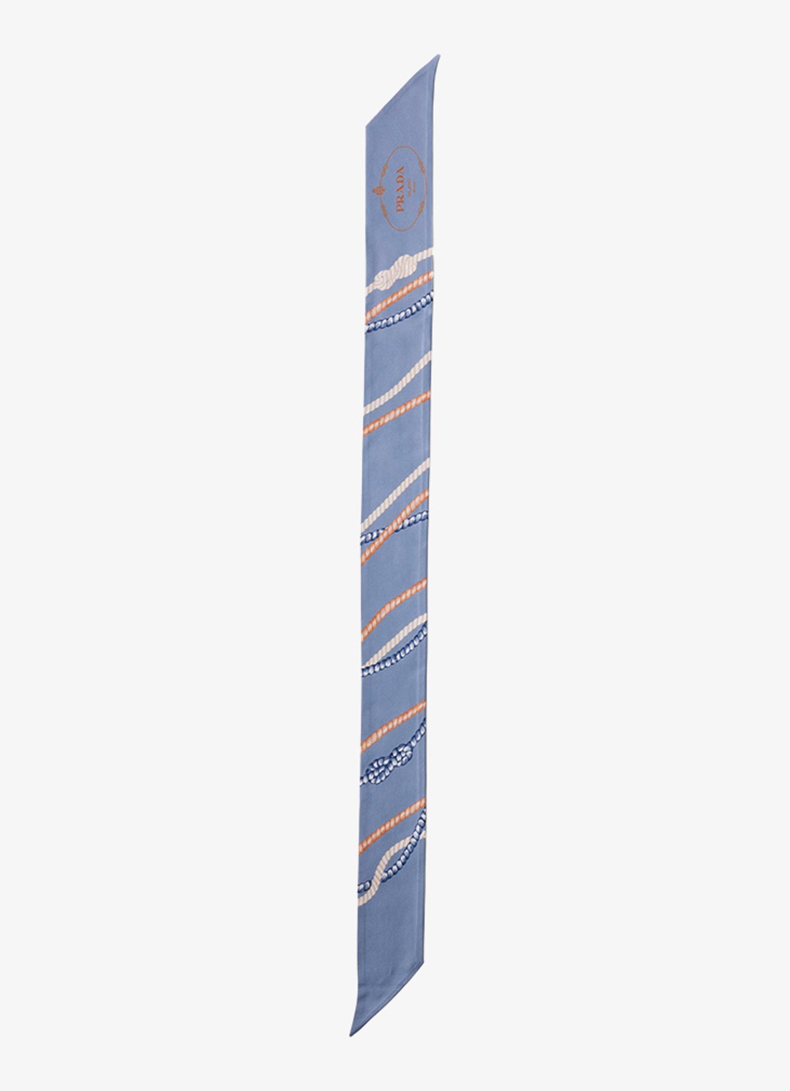 Prada Sjaal van zijde met print 85 x 6 cm - voorkant lichtblauw