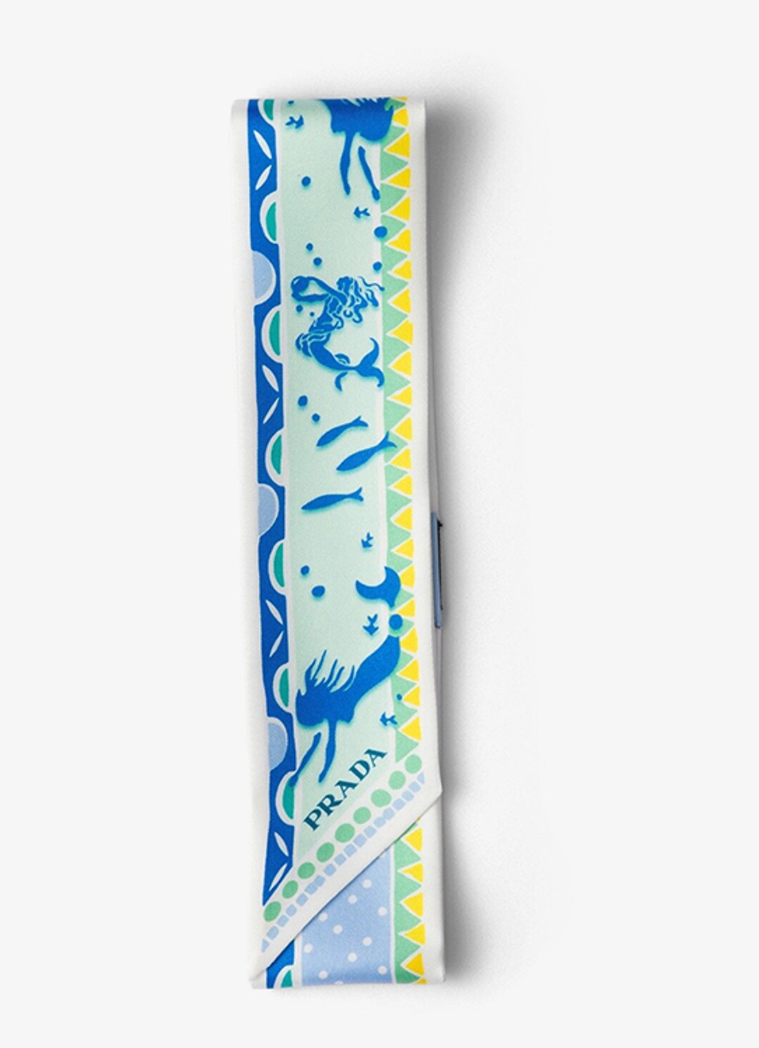 Prada Sjaal van zijde met print 85 x 6 cm - voorkant 3 blauw
