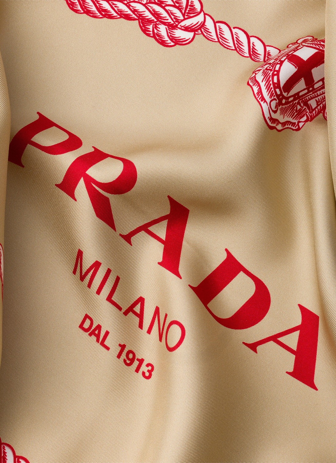 Prada Sjaal van zijde met print 90 x 90 cm - detail 3 beige