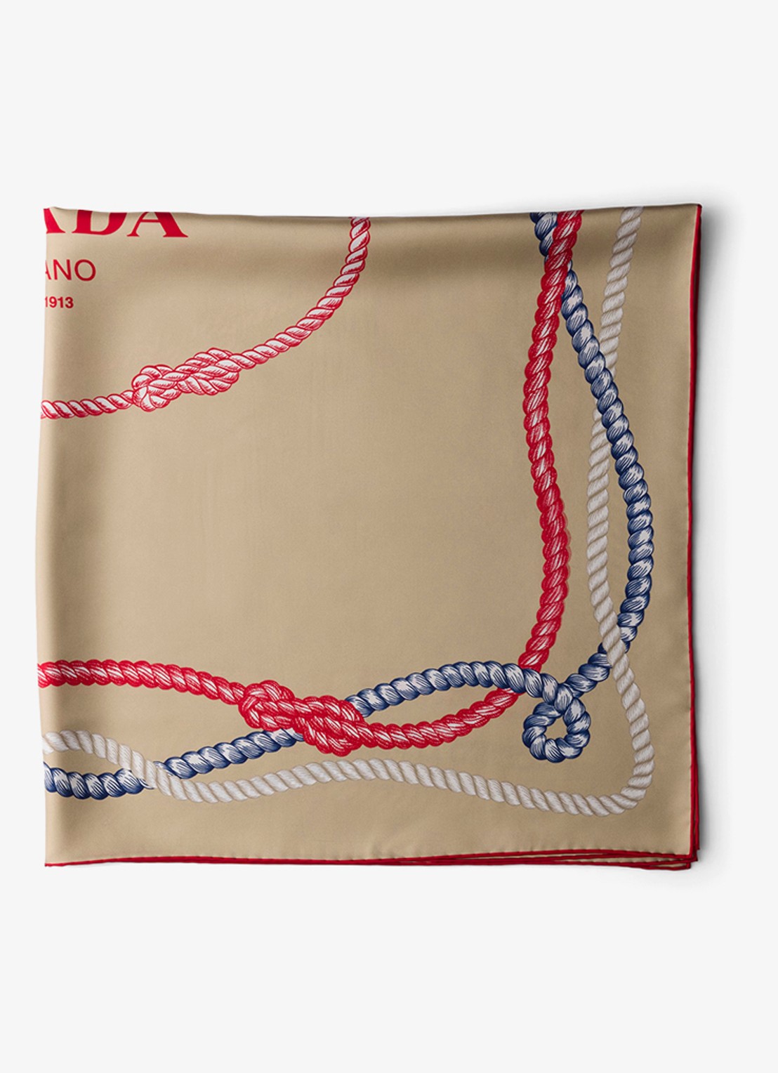 Prada Sjaal van zijde met print 90 x 90 cm - voorkant 2 beige