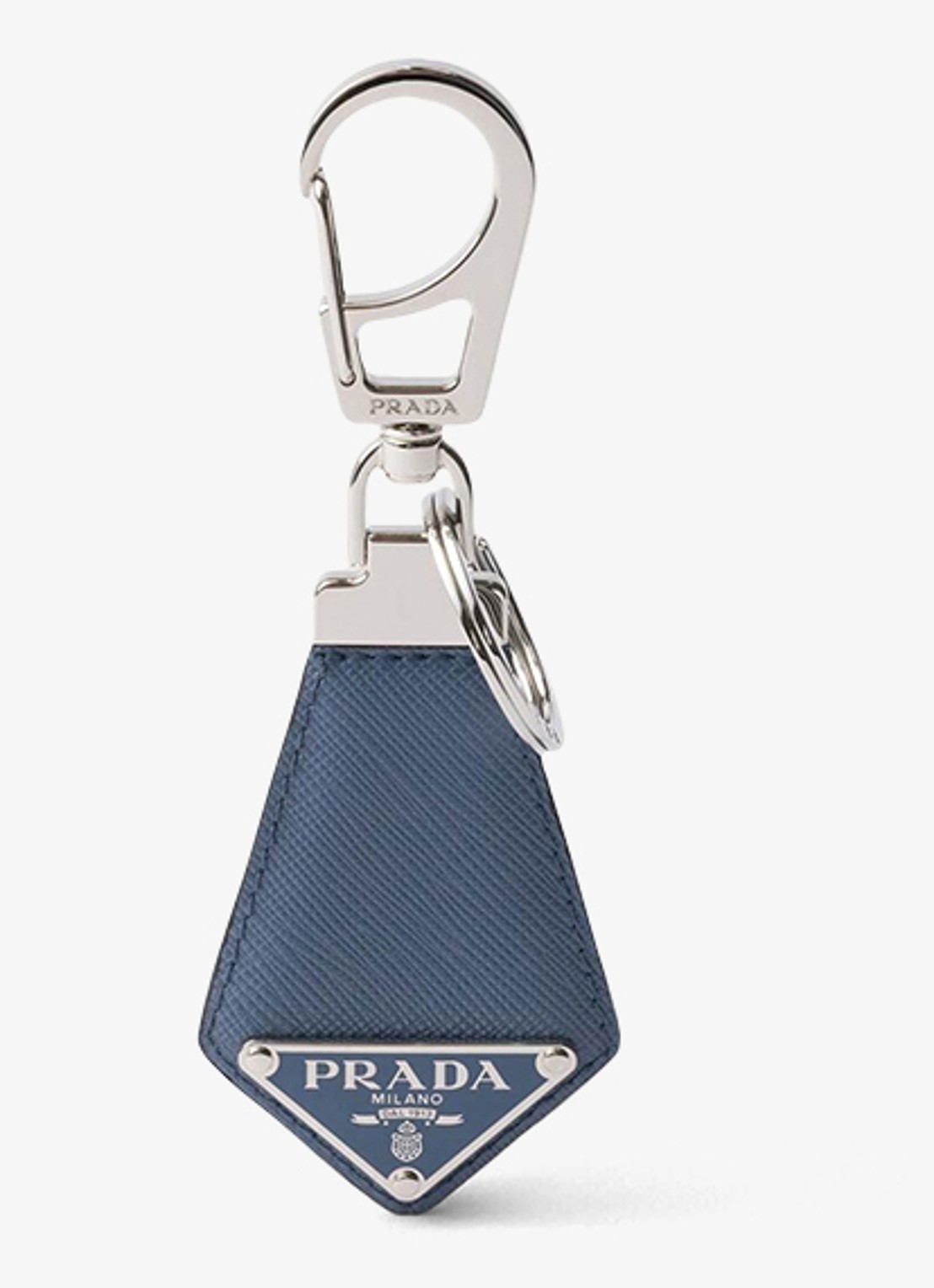 Prada Sleutelhanger van kalfsleer - voorkant donkerblauw