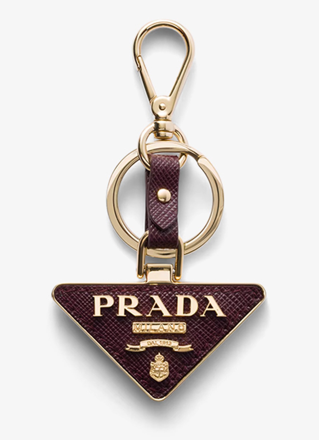 Prada Sleutelhanger van leer - voorkant bordeauxrood