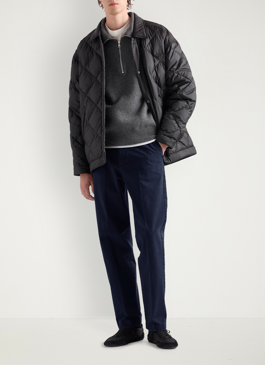 Prada Slim fit chino met steekzakken - voorkant 3 donkerblauw