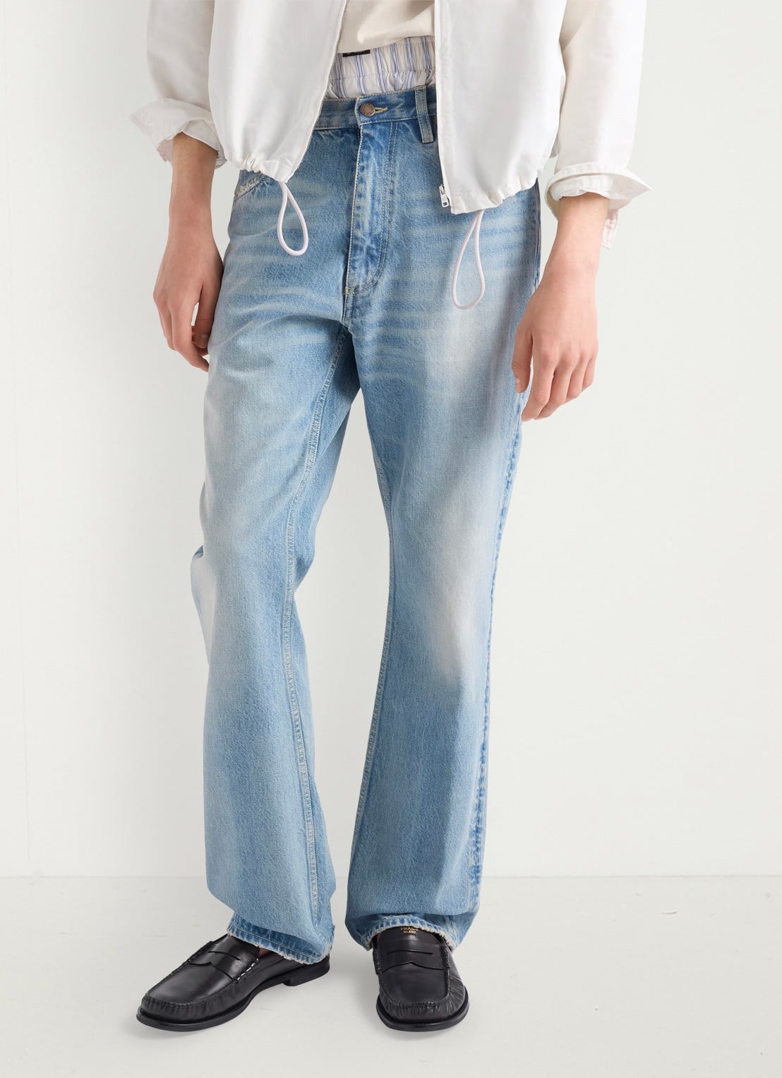 Prada Slim fit jeans met verwassen afwerking - detail 2 indigo