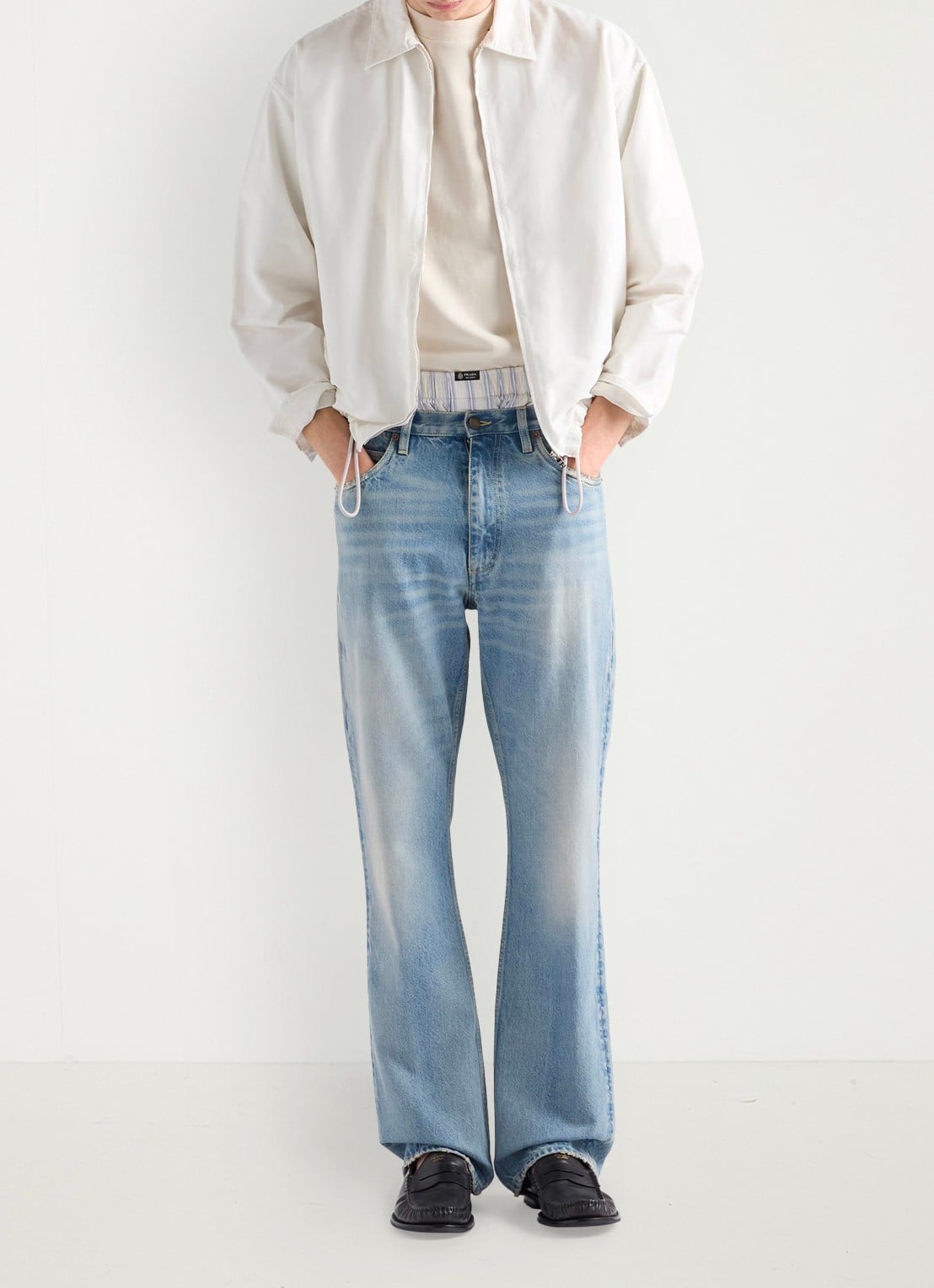 Prada Slim fit jeans met verwassen afwerking - voorkant 6 indigo